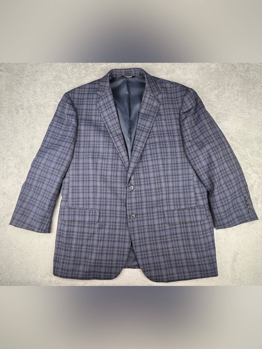 Jos. A. Bank Men’s Traveler Blazer 46R Blue Brown Glen Plaid Wool Tailored Fit